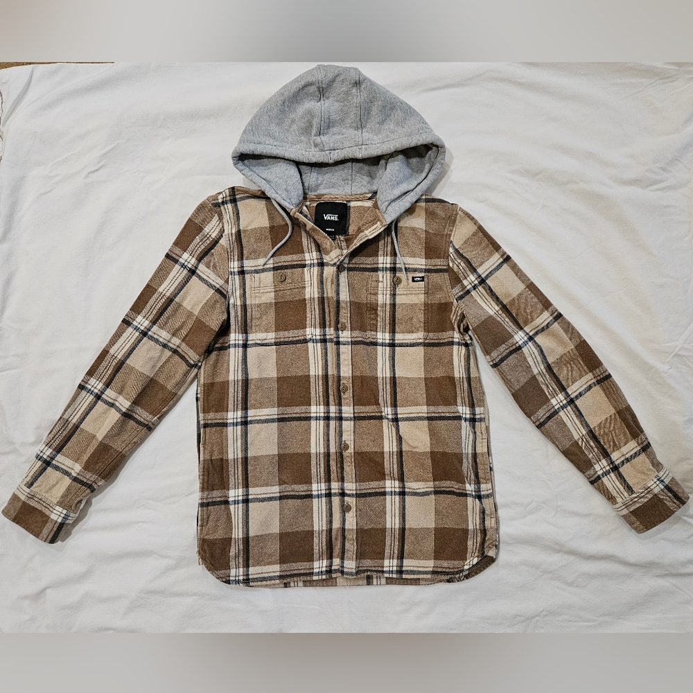 Vans Brown Plaid Jacket with Gray Hood